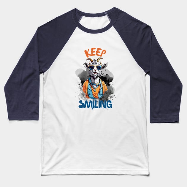 Keep Smiling Baseball T-Shirt by Eleganzmod